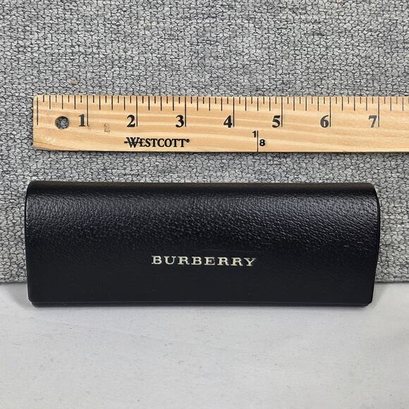 BURBERRY BLACK LEATHER EYEGLASS CASE WITH RAISED SILVER LETTER LOGO – HARD SHELL main image 2